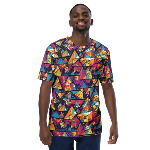 Prismatic Origami on a Men's Crew Neck T-Shirt
