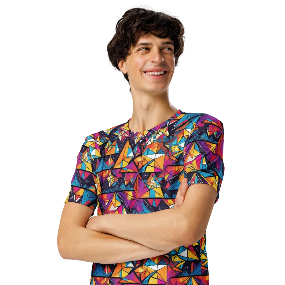 Prismatic Origami on Men's Crew Neck T-Shirt — Left Front