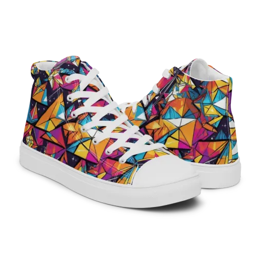 Prismatic Origami on a Men's High Top Canvas Shoes