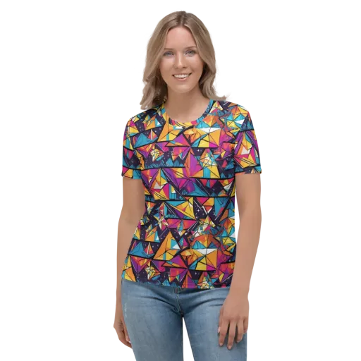 Prismatic Origami on a Women's Crew Neck T-Shirt