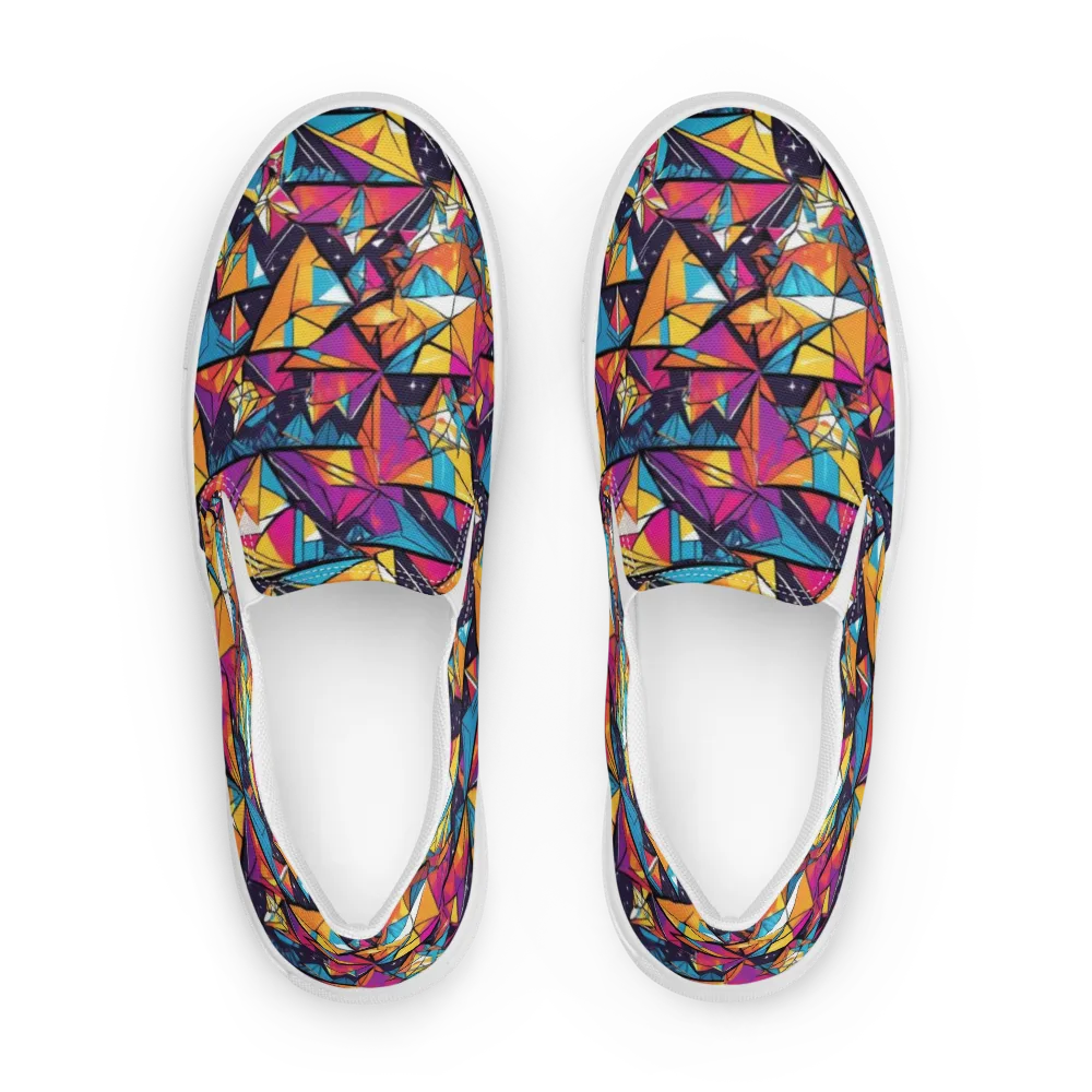 Prismatic Origami on Men's Slip-On Canvas Shoes — Front