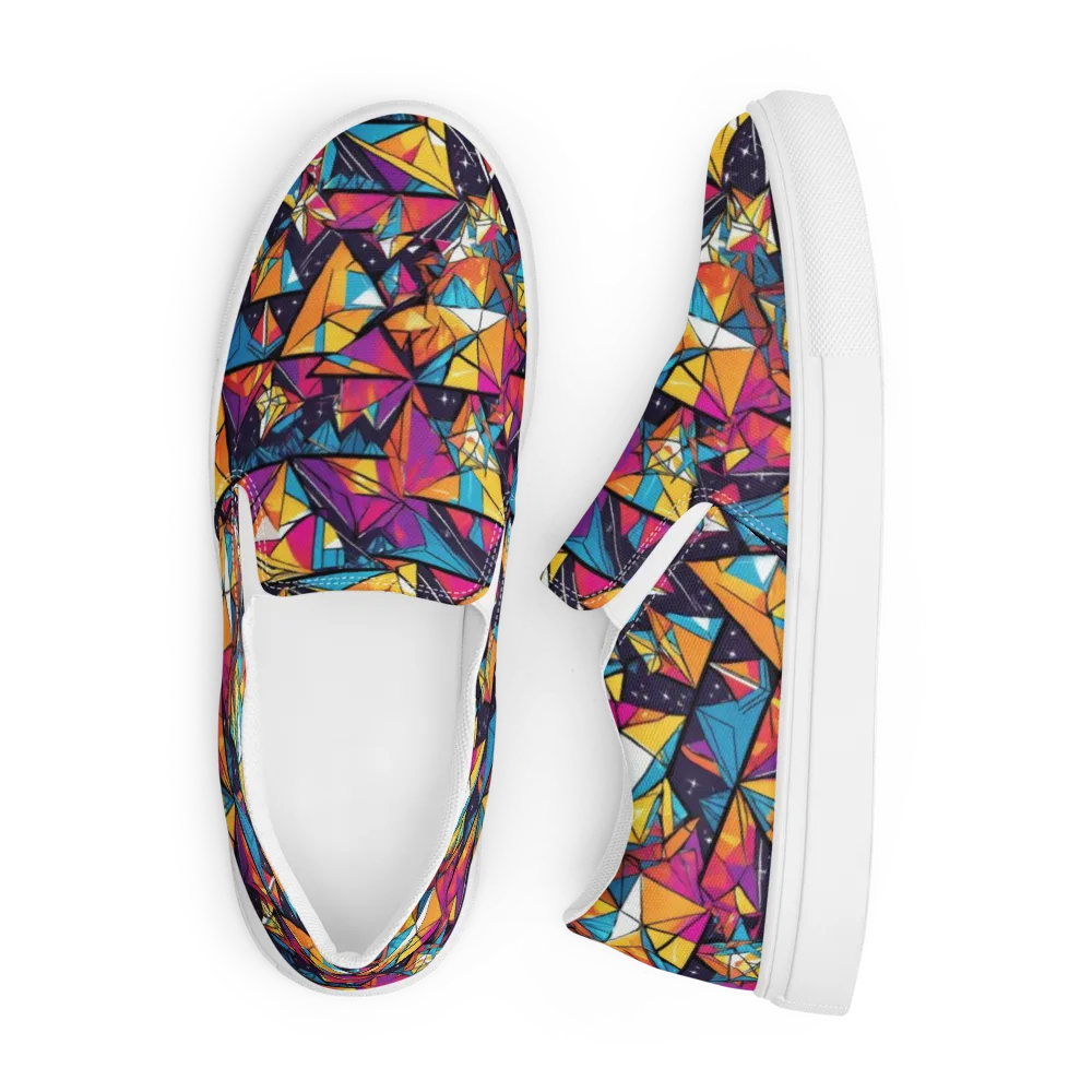 Prismatic Origami on Men's Slip-On Canvas Shoes — Front