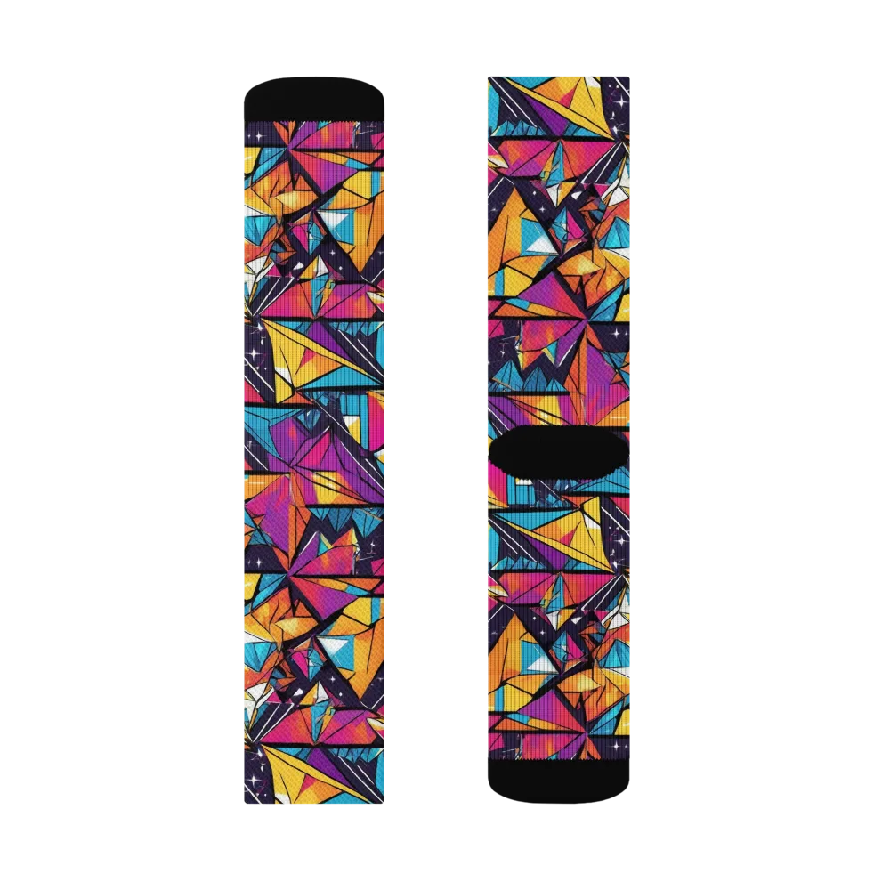 Prismatic Origami on Socks — Left Sock