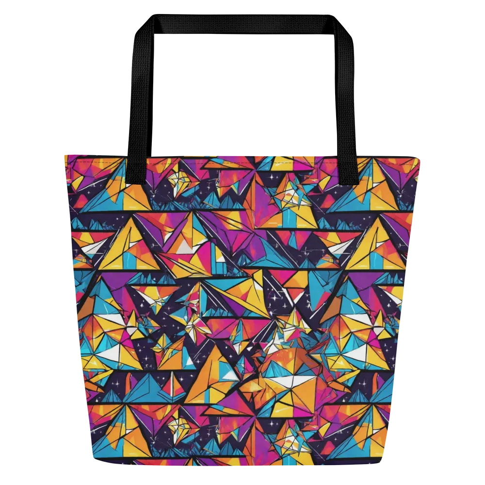 Prismatic Origami on Large Tote Bag W/ Pocket — Front