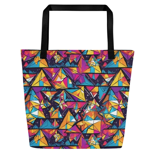 Prismatic Origami on a Large Tote Bag W/ Pocket