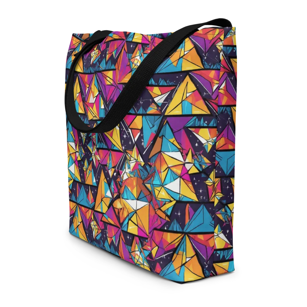 Prismatic Origami on Large Tote Bag W/ Pocket — Front
