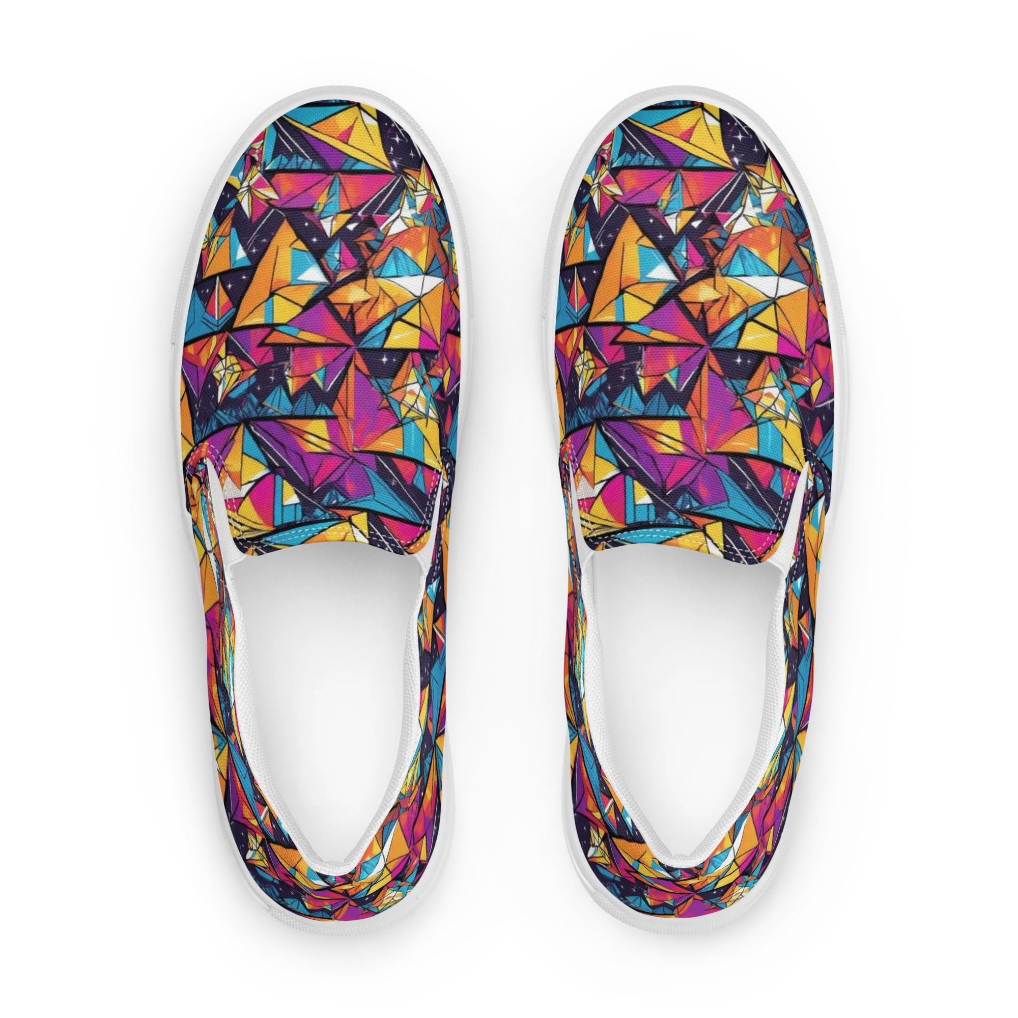 Prismatic Origami on Women's Slip-On Canvas Shoes — Front