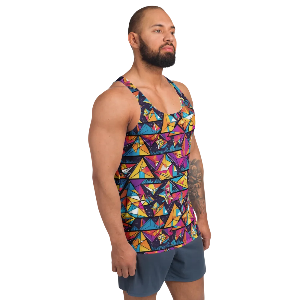 Prismatic Origami on Men's Tank Top — Right Front