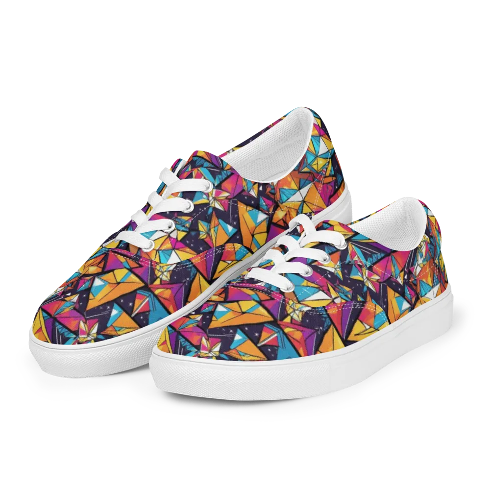 Prismatic Origami on Men's Lace-Up Canvas Shoes — Left Front