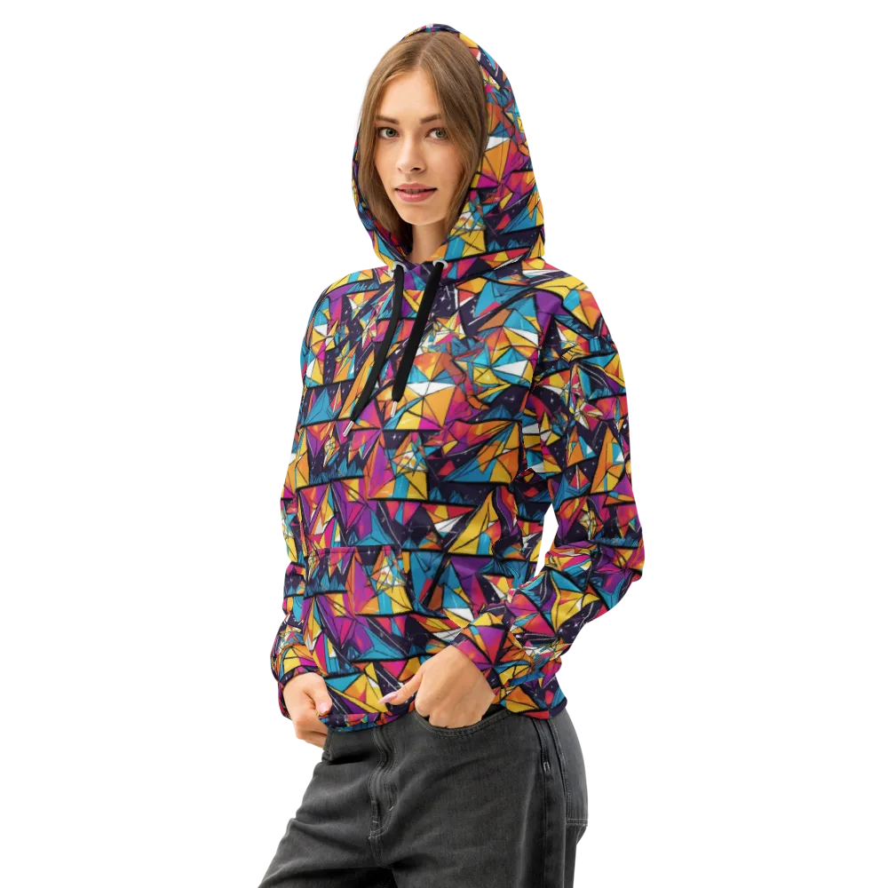 Prismatic Origami on Cotton Hoodie — Left Front