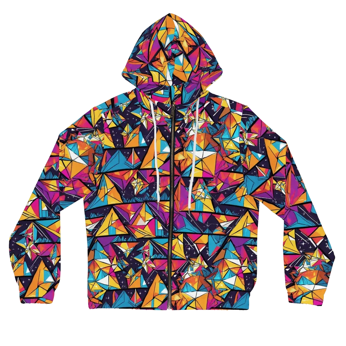 Prismatic Origami on Women's Full-Zip Hoodie — Front