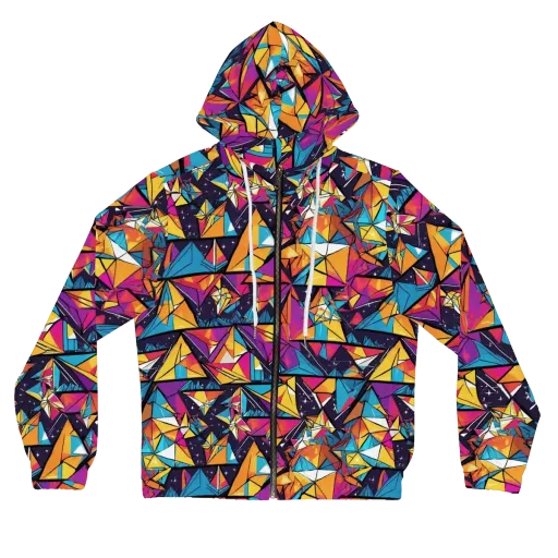 Prismatic Origami on a Women's Full-Zip Hoodie