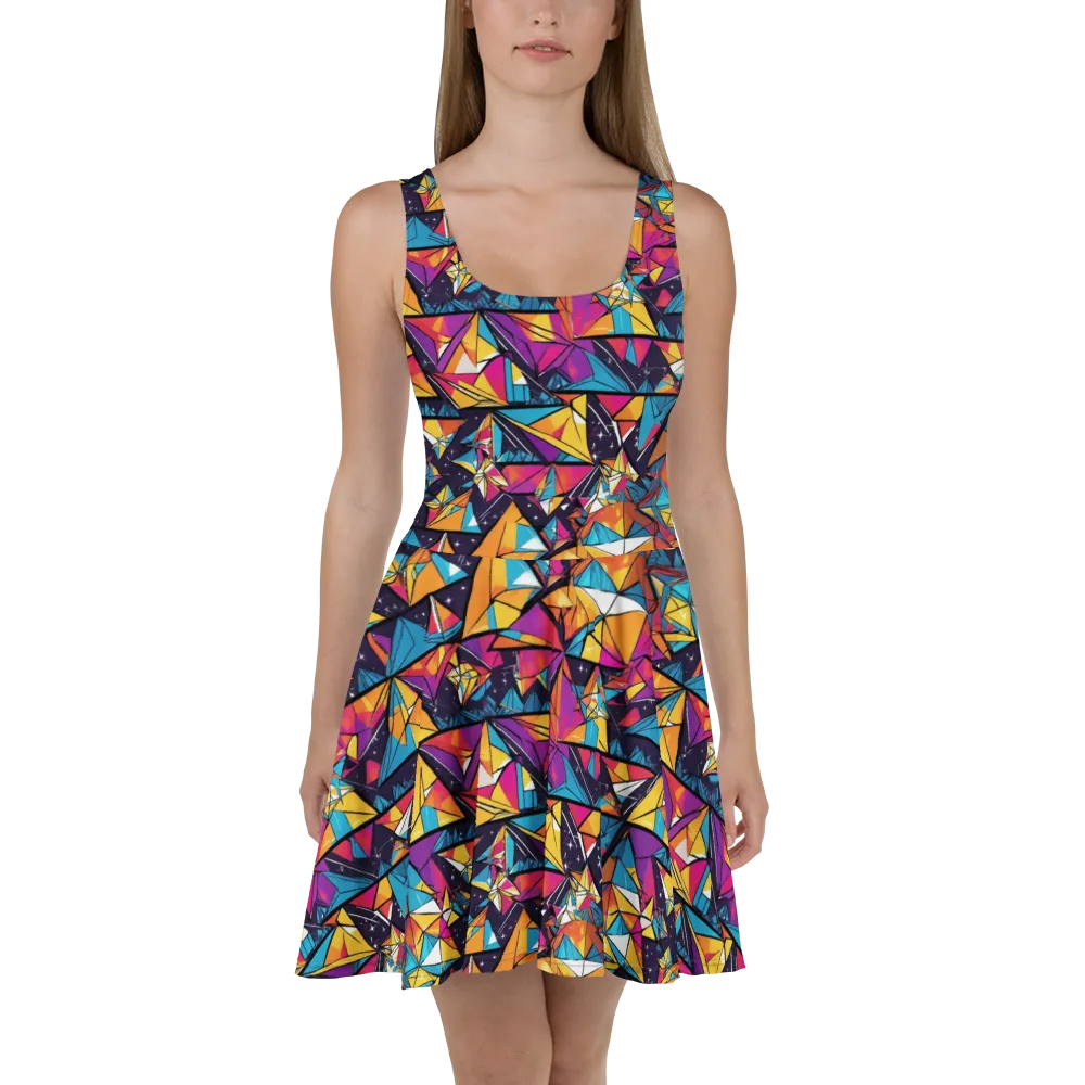 Prismatic Origami on Skater Dress — Front