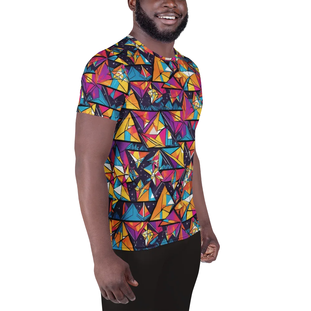 Prismatic Origami on Men's Athletic T-Shirt — Right