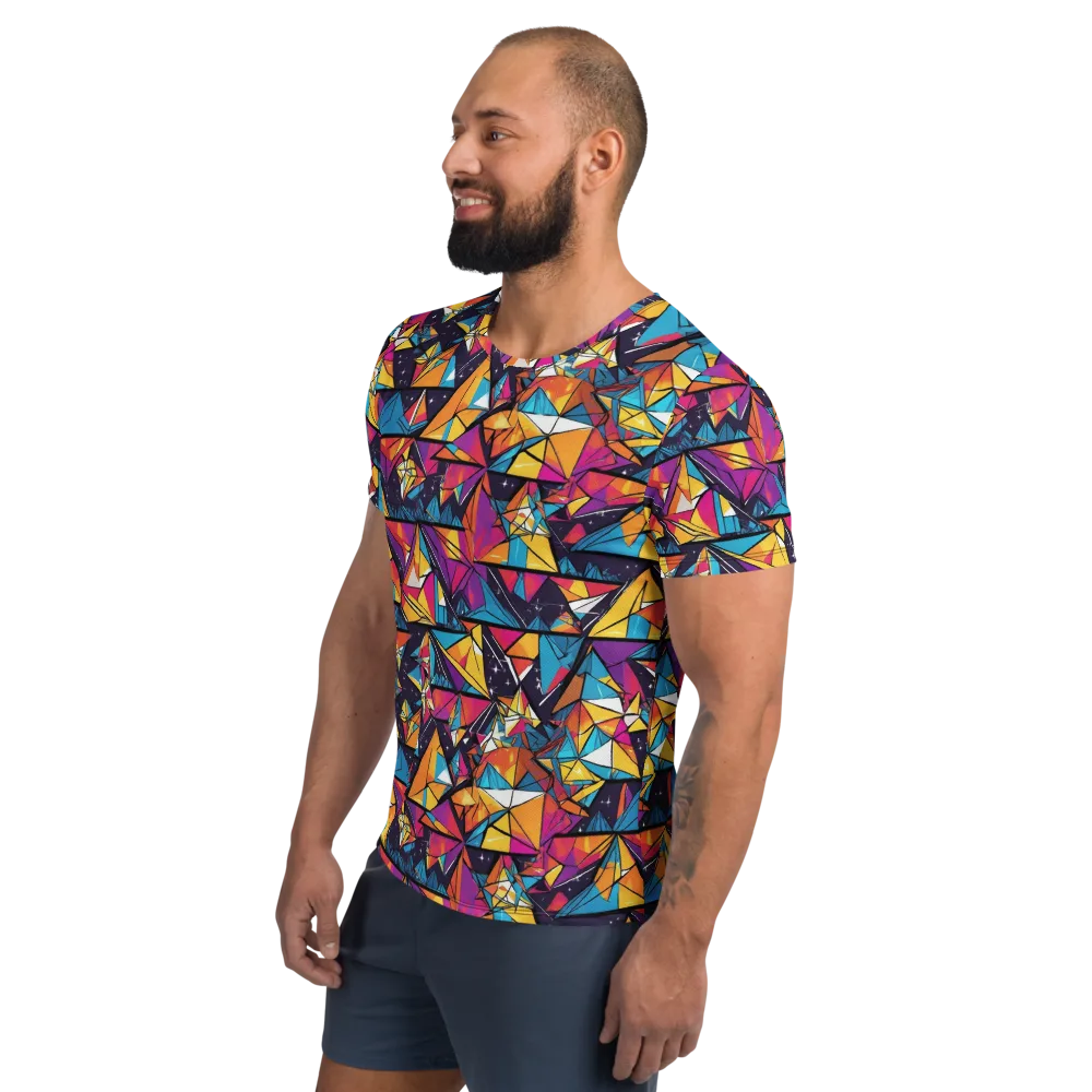 Prismatic Origami on Men's Athletic T-Shirt — Left