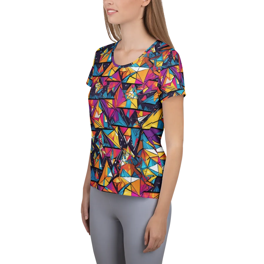 Prismatic Origami on Women's Athletic T-Shirt — Left