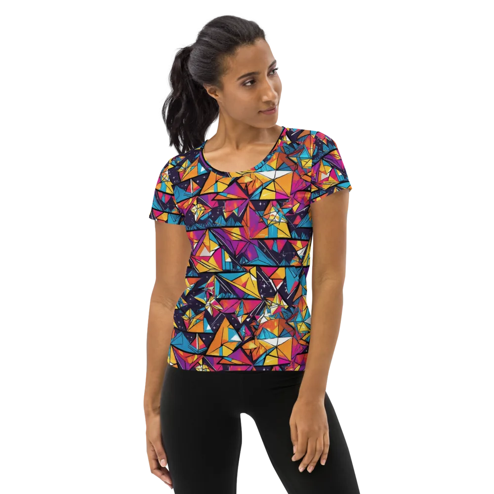 Prismatic Origami on Women's Athletic T-Shirt — Front