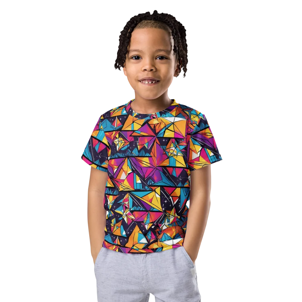 Prismatic Origami on Kids Crew Neck T-Shirt — Front