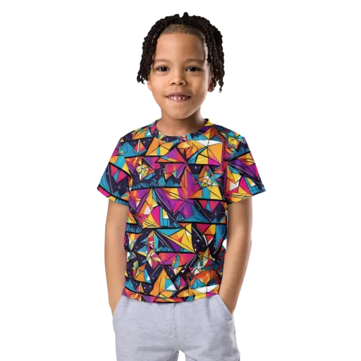 Prismatic Origami on a Kids Crew Neck T-Shirt