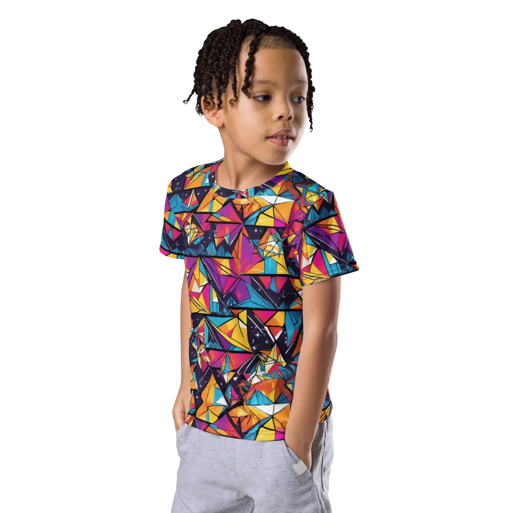 Prismatic Origami on Kids Crew Neck T-Shirt — Left Front