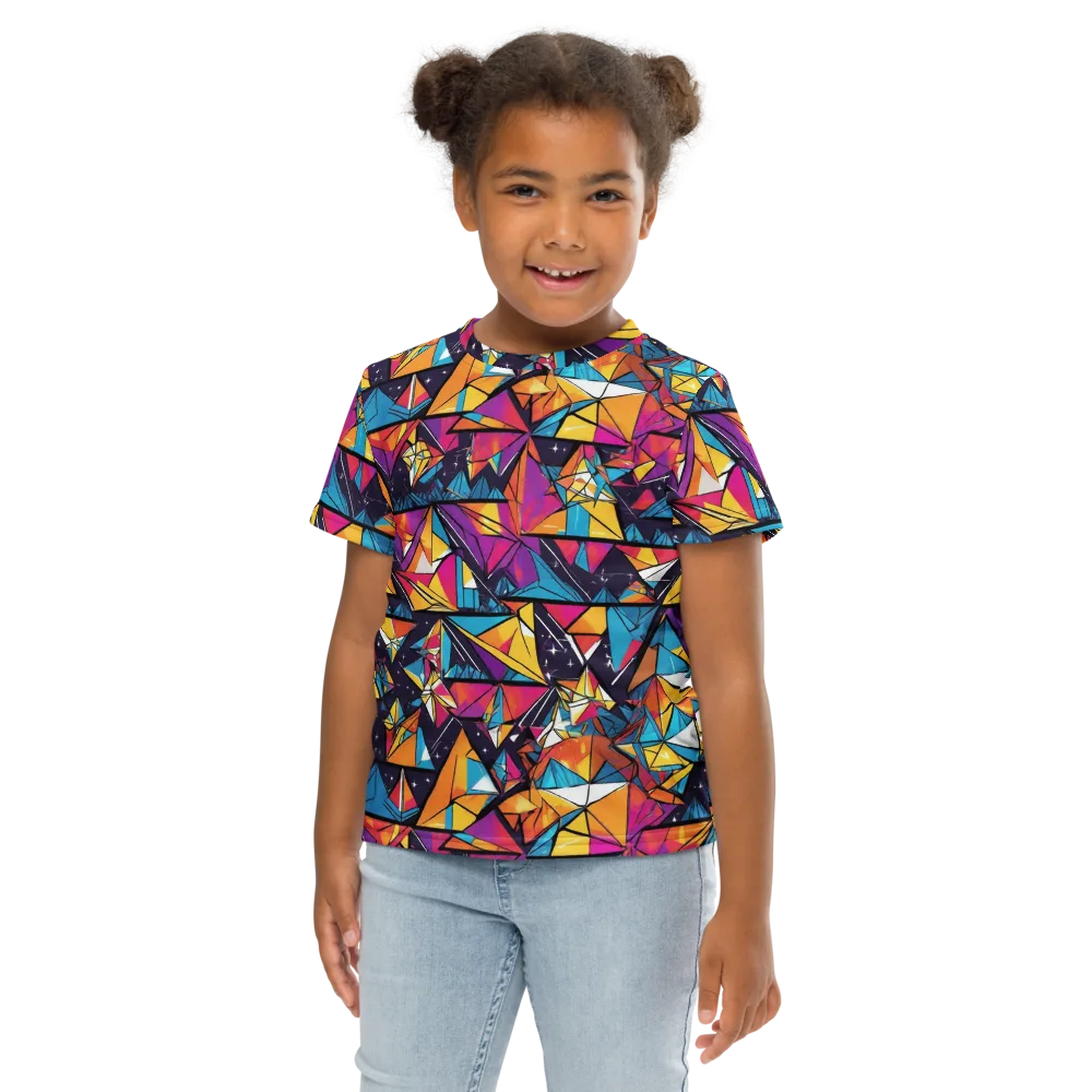 Prismatic Origami on Kids Crew Neck T-Shirt — Front