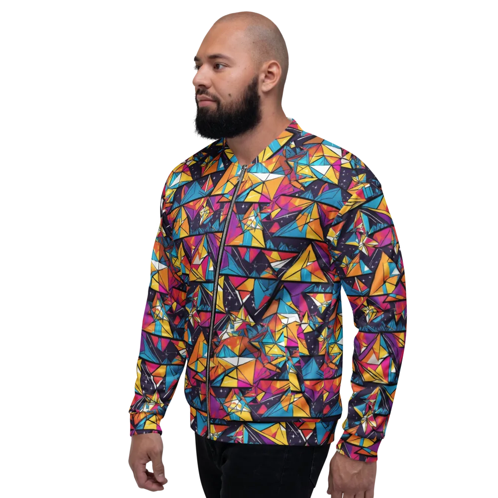 Prismatic Origami on Bomber Jacket — Left