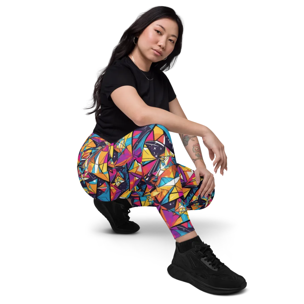 Prismatic Origami on Leggings with Pockets — Right Front