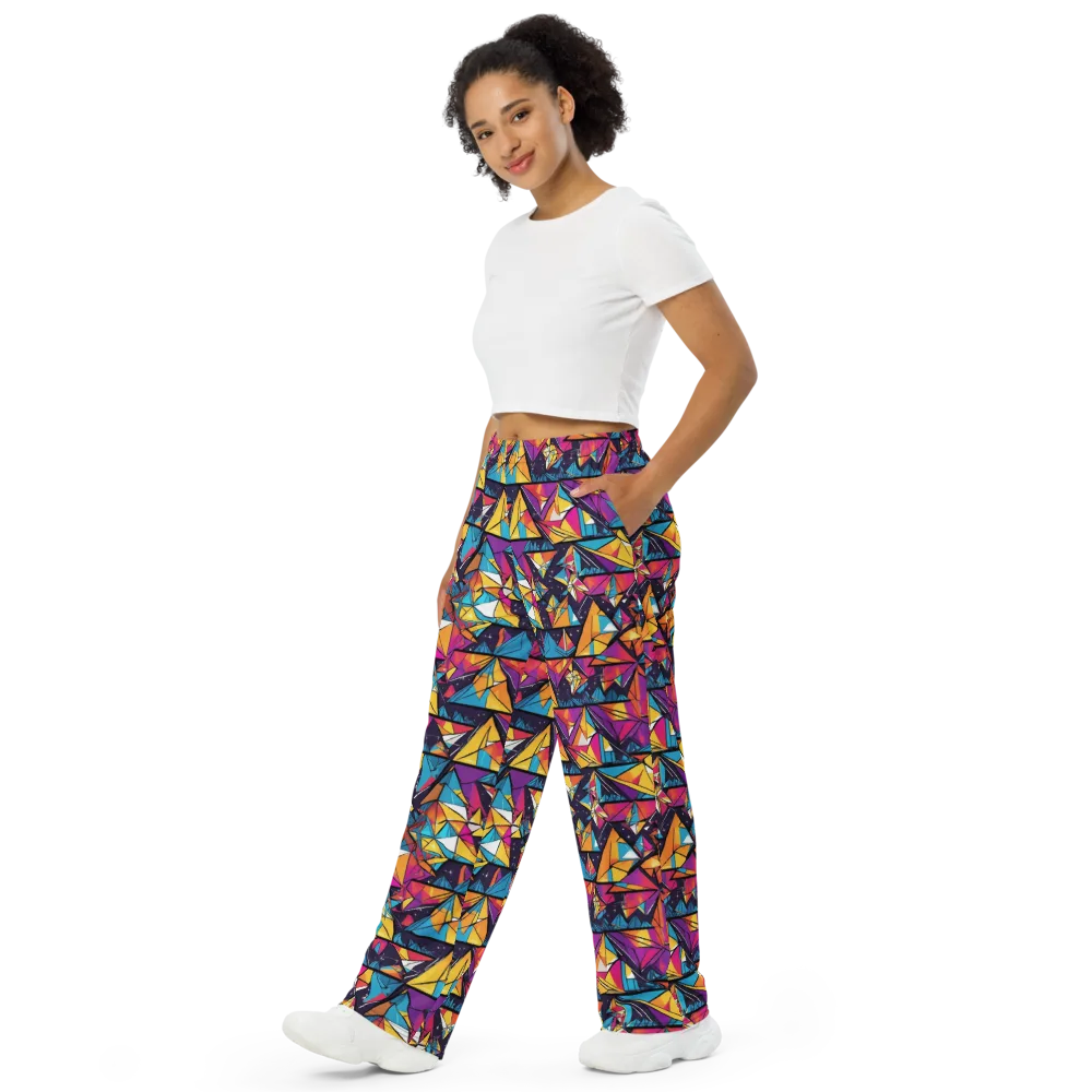 Prismatic Origami on Wide-Leg Pants — Left Front