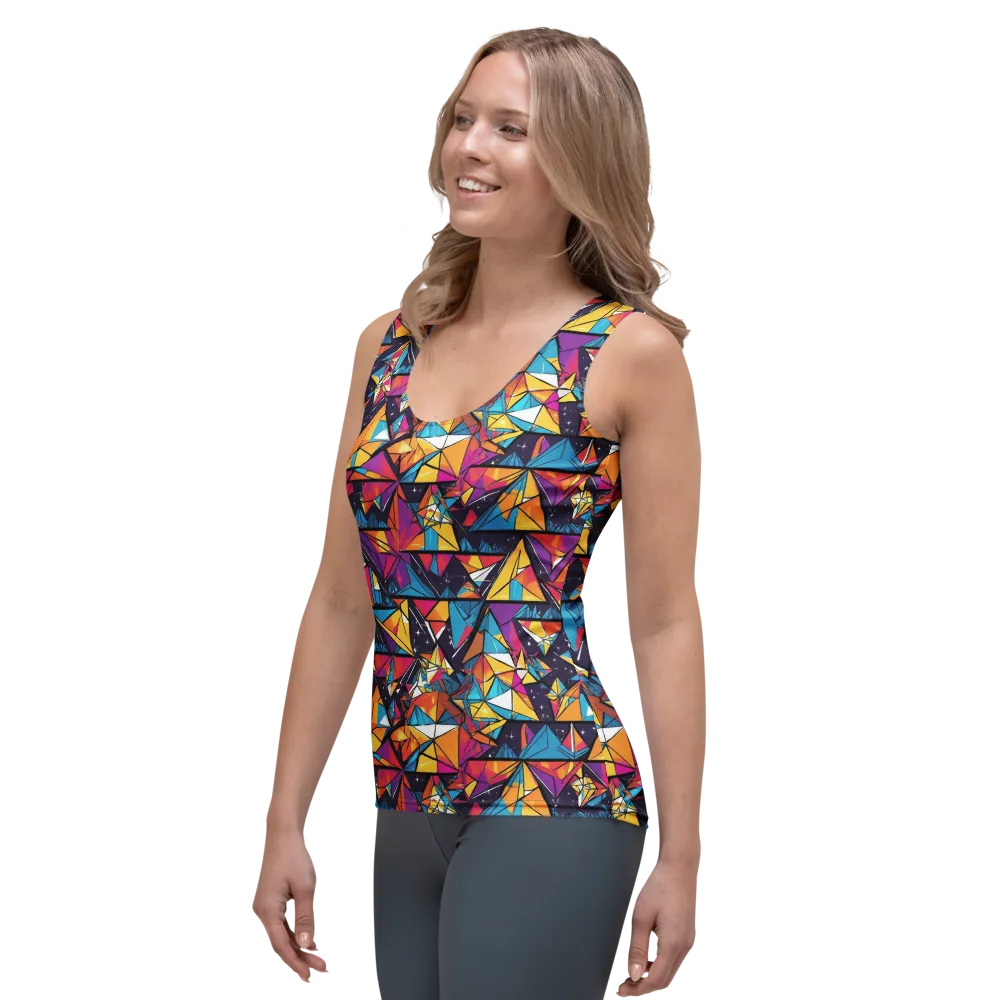 Prismatic Origami on Women's Tank Top — Left Front