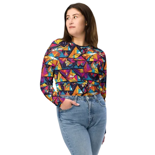 Prismatic Origami on a Long Sleeve Crop Top