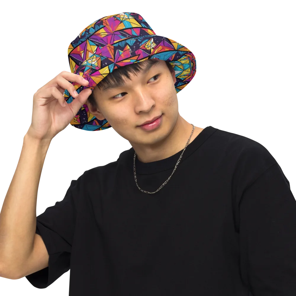 Prismatic Origami on Reversible Bucket Hat — Front Inside