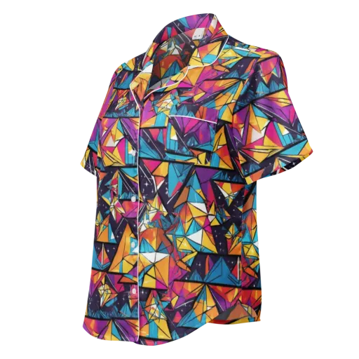 Prismatic Origami on a Women's Short Sleeve Pajama Top