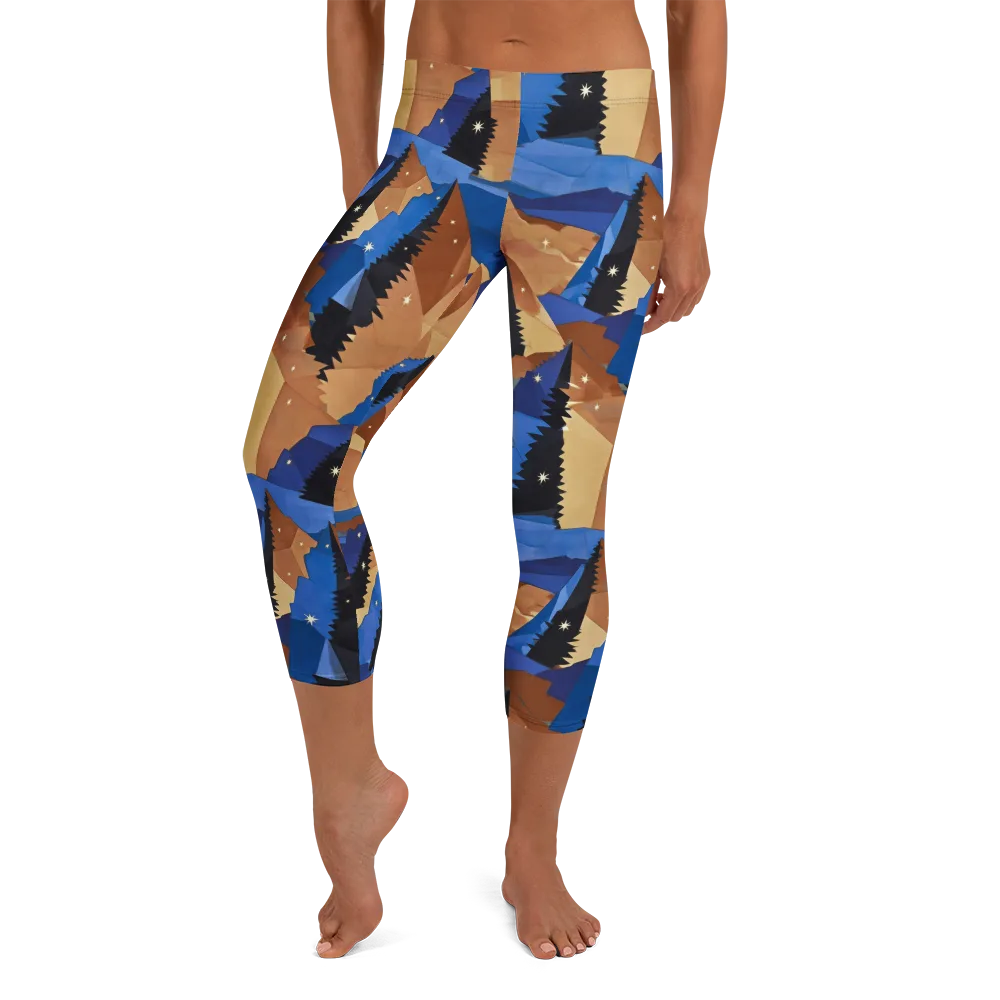 Midnight Alpine on Capri Leggings — Front
