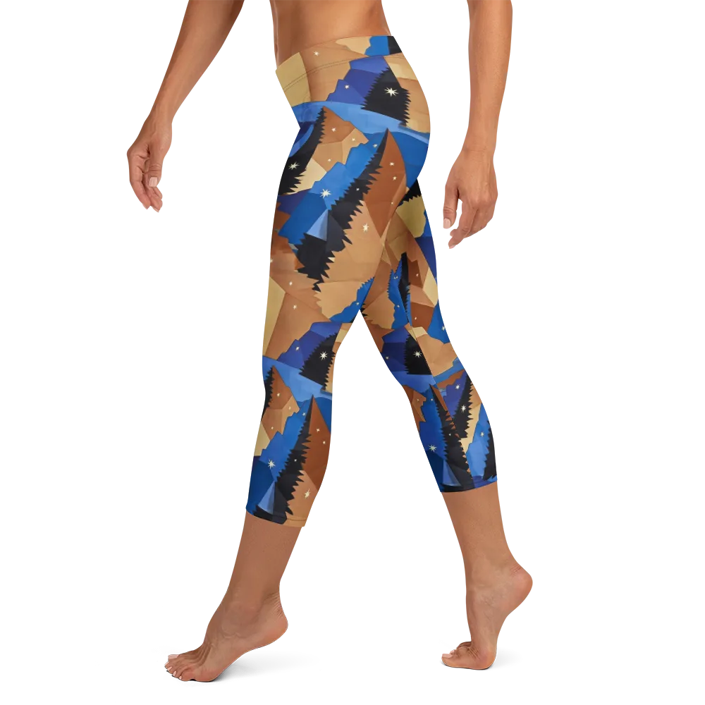 Midnight Alpine on Capri Leggings — Left