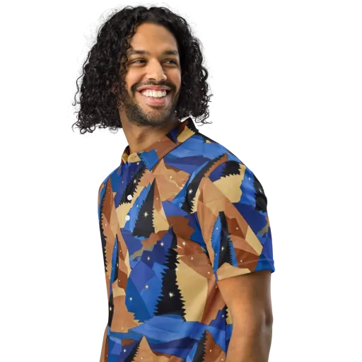Midnight Alpine on a Men's Slim Fit Polo Shirt