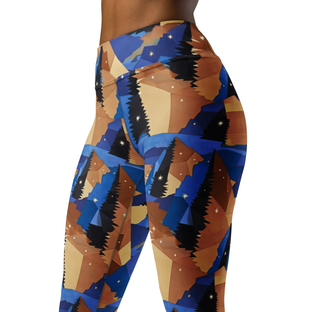 Midnight Alpine on Yoga Leggings — Left Front