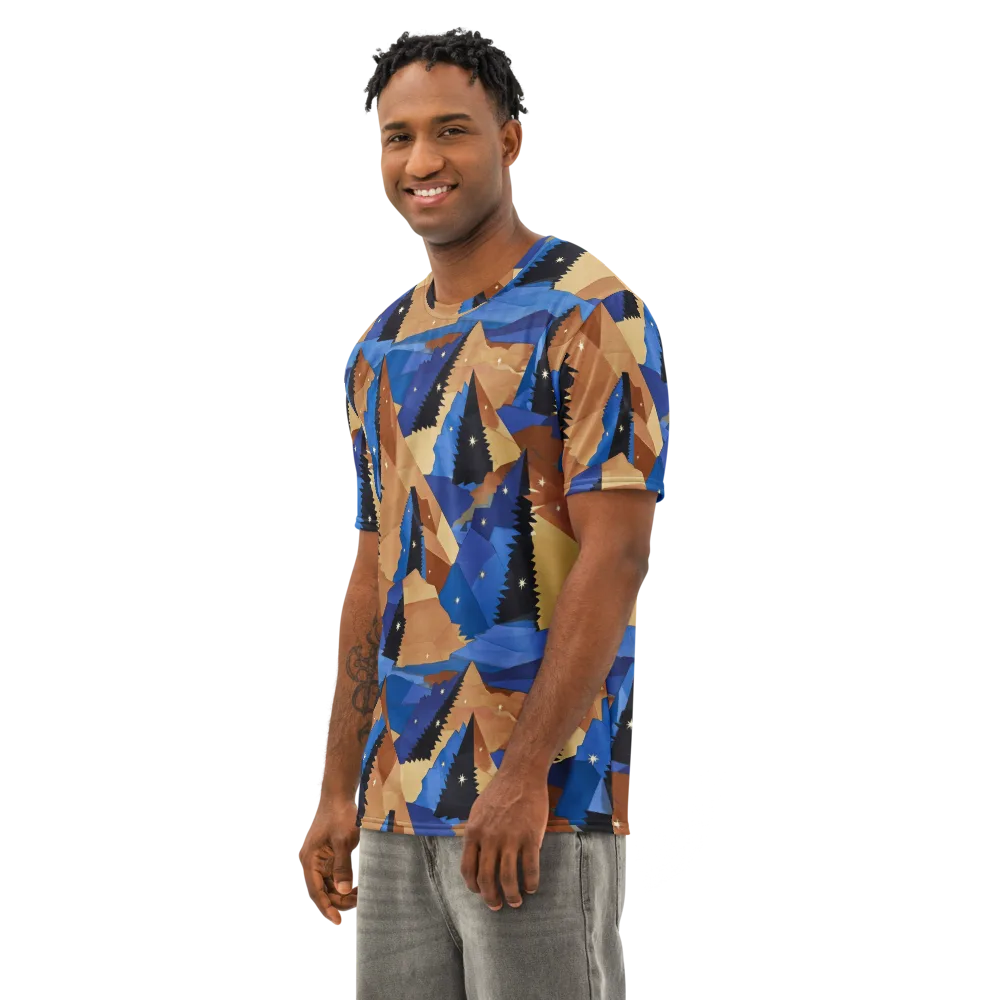 Midnight Alpine on Men's Cotton Crew Neck T-Shirt — Left Front