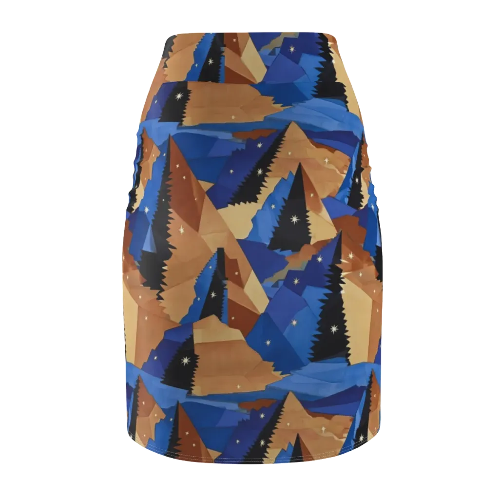 Midnight Alpine on Pencil Skirt — Back