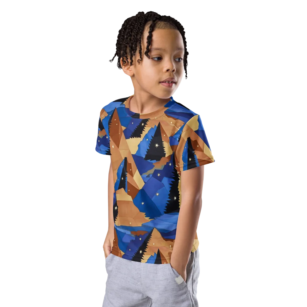 Midnight Alpine on Kids Crew Neck T-Shirt — Left Front