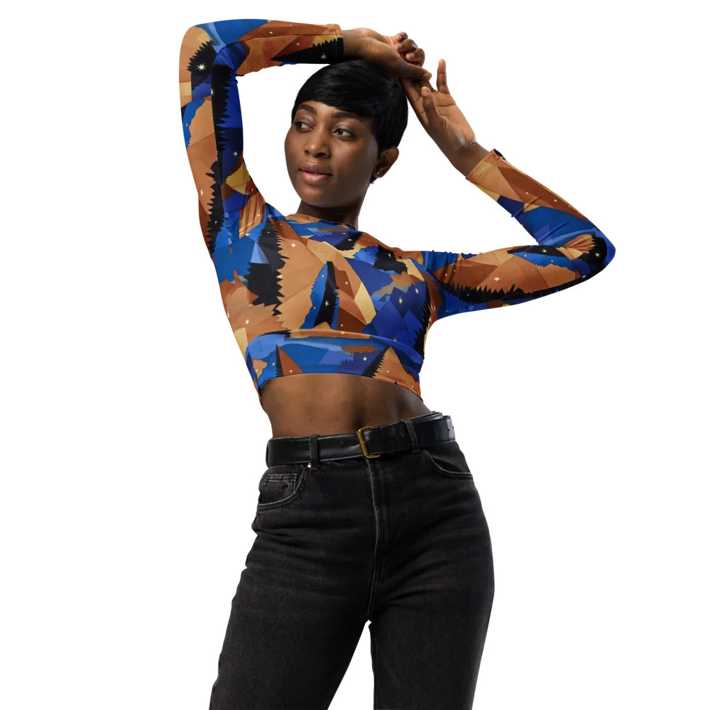Midnight Alpine on Long Sleeve Crop Top — Front