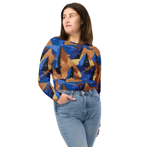 Midnight Alpine on a Long Sleeve Crop Top