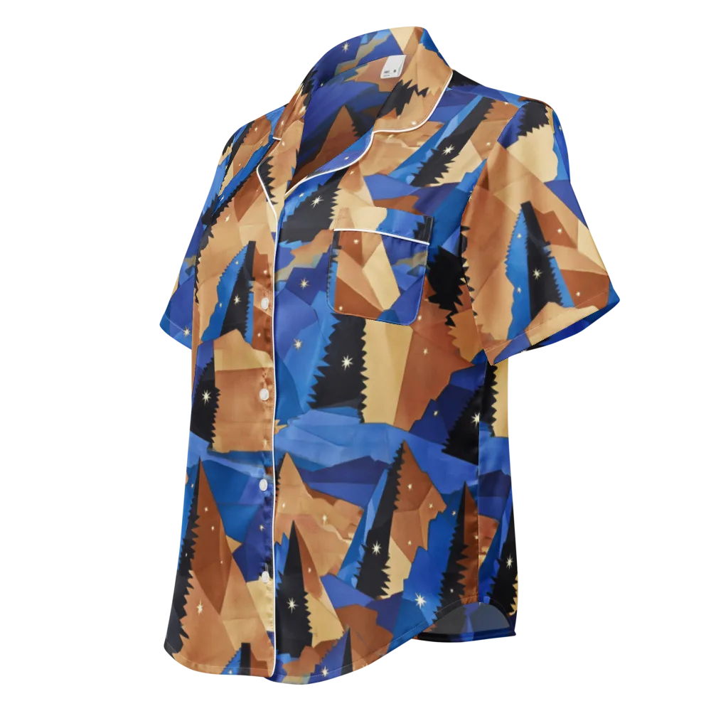 Midnight Alpine on Women's Short Sleeve Pajama Top — Left Front