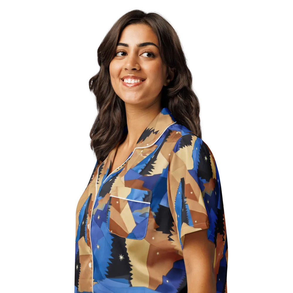 Midnight Alpine on Women's Short Sleeve Pajama Top — Left Front