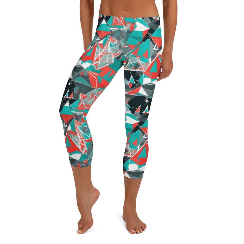 Coral Geometry on Capri Leggings — Front