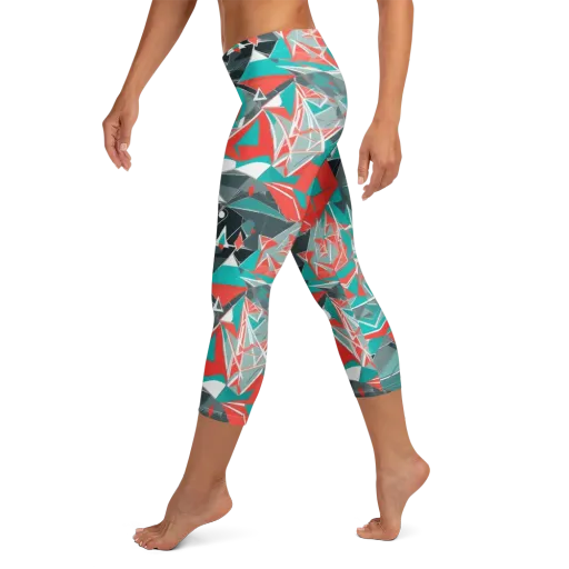Coral Geometry on a Capri Leggings