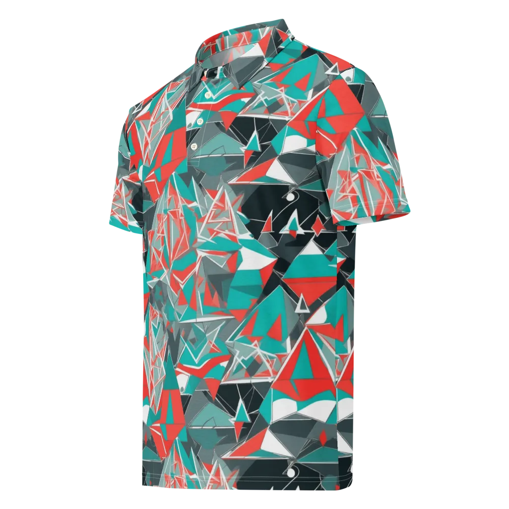 Coral Geometry on Men's Slim Fit Polo Shirt — Left Front