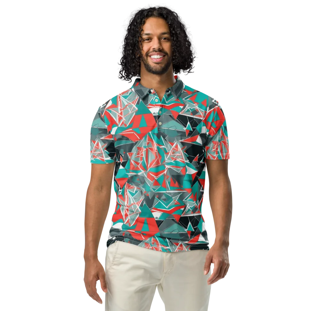 Coral Geometry on Men's Slim Fit Polo Shirt — Front