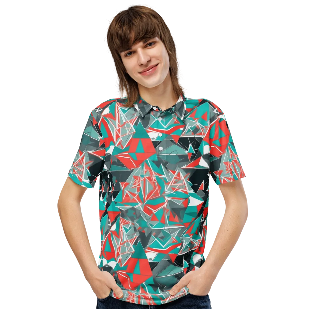 Coral Geometry on Men's Slim Fit Polo Shirt — Front