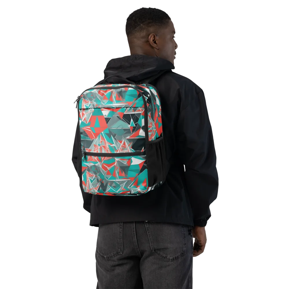 Coral Geometry on Utility Backpack — Back