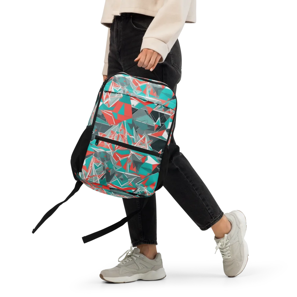 Coral Geometry on Utility Backpack — Front